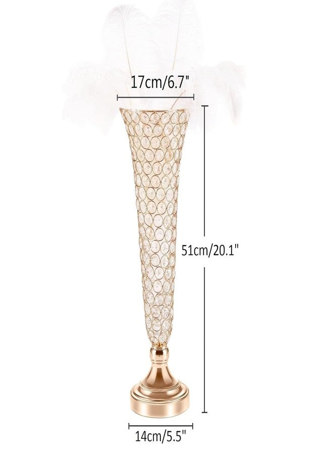 Bigsee 20" Tall Crystal Gold Vases for Centerpieces -2 Pcs Floral Vase Wedding Centerpieces for Tables, Blingbling Trumpet Vases for Party Ceremony Centerpiece Dinner Event - Image 2